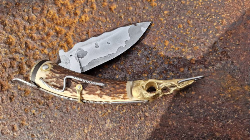Hache Viking Faite Main 52 Cm - Tête De Corbeau, Manche En Ch Ne Acier Carbone B 666349