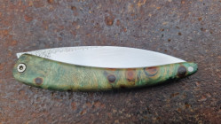 Le Paon : couteau pliant collection Toltek en loupe de peuplier stabilisée et teintée