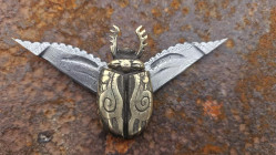 Khépri: scarabée égyptien, couteau d'exception en Bronze et Damas
