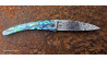 Couteau de collection Toltek manche en nacre abalone et manche en damas aléatoire
