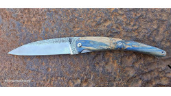 Toltek manche en bouleau madre stabilisé et teinté bleu
