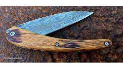 Couteau Toltek manche en Snakewood et sa lame damas