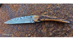 Couteau Toltek manche en Snakewood et sa lame damas