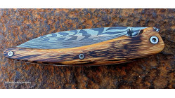 Couteau Toltek manche en Snakewood et sa lame damas
