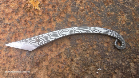Kiridashi japonais: cutter en damas artisanal Œil d'Odin