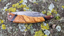 Couteau de Collection damas plume manche en multi-bois précieux pour homme
