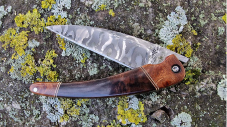 Couteau de collection Toltek en Damas et multi-bois précieux