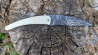 Couteau de collection Toltek en Damas, manche en os de chameau gravé