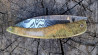 Couteau de Collection Berzerker lame Damas manche en racine de buis stabilisée pistache